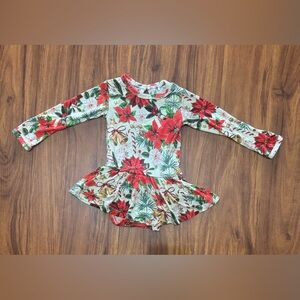 Bums & Roses Christmas Poinsettia Twirl Dress 6-12 month. EUC